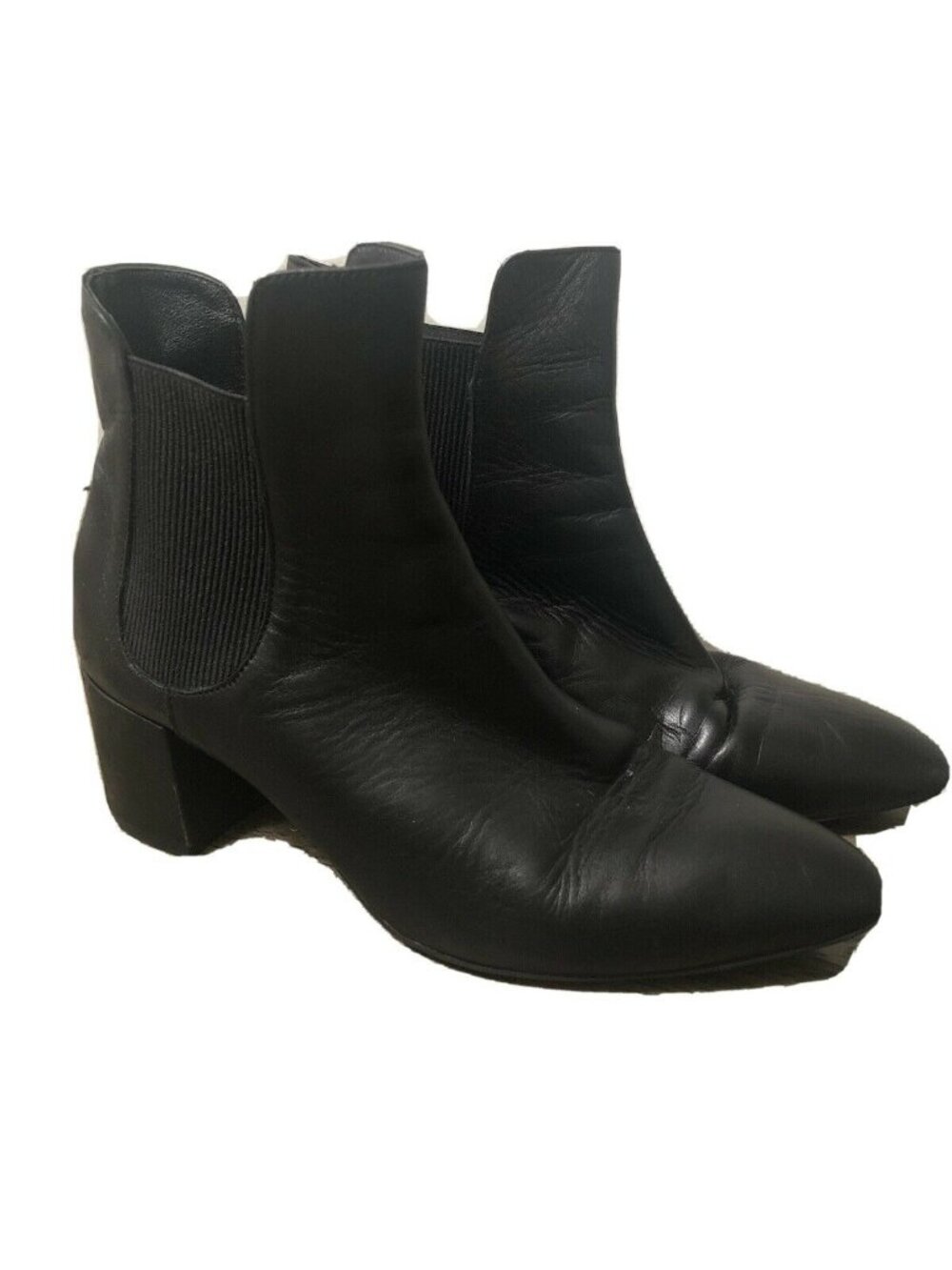 Avellini Womens Black Leather Pointed Ankle Booties Boots Italy Size 8.5